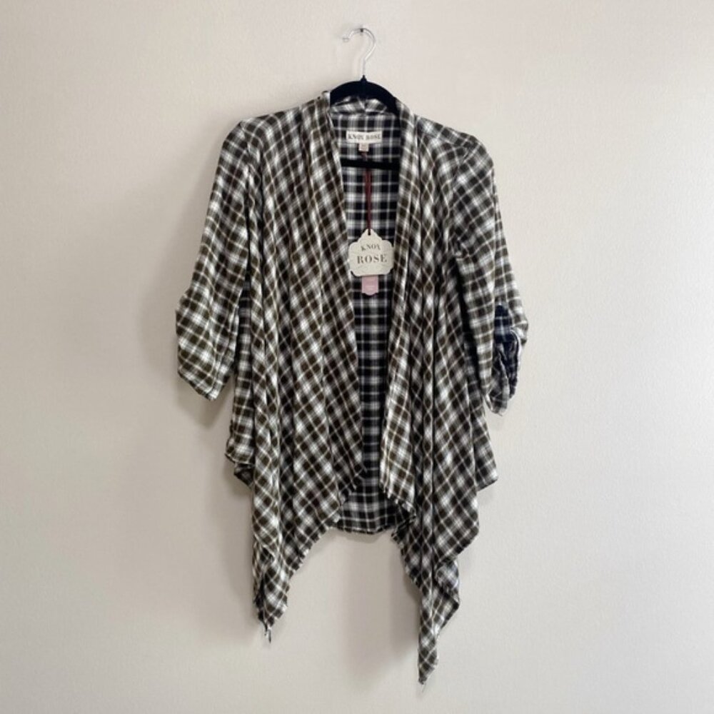 NEW Knox Rose Plaid Shawl Cardigan Size X-Small NWT